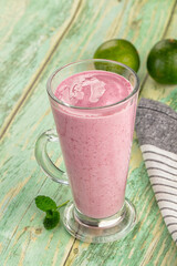 Cold fresh sweet Strawberry smoothie