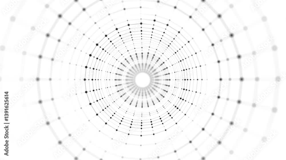 Poster abstract dynamic wireframe tunnel on white background. deep pulsing wormhole. futuristic revolve par