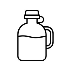 Outline drawing of a glass jug with handle and liquid for juice water or other beverages vector icon 100