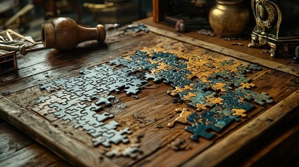 A half-completed puzzle with pieces missing, symbolizing unfinished goals