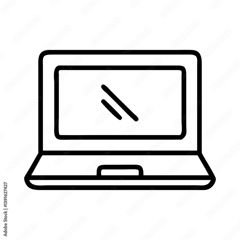 Poster laptop computer vector icon for technology and portable device design and user interface asset eleme