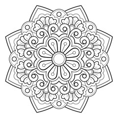 Mandala pattern for Coloring book page. Art on the wall. Lace pattern the Tattoo wallpaper Design Card Tile Sticker Textures and background.