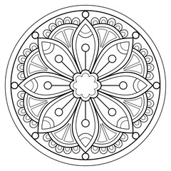 Mandala pattern for Coloring book page. Art on the wall. Lace pattern the Tattoo wallpaper Design Card Tile Sticker Textures and background.