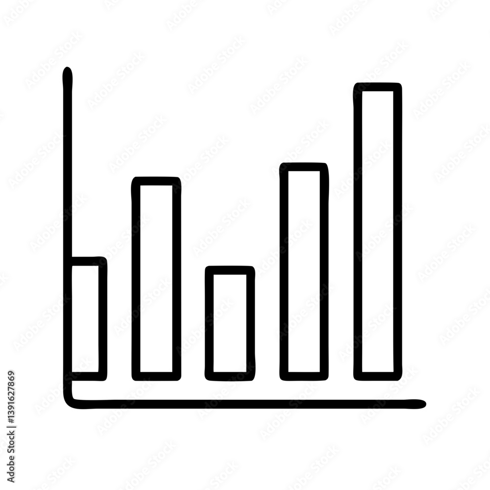 Poster hand drawn bar chart graph diagram vector illustration for data analysis and presentation design res