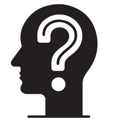 Question mark inside human head illustration a concept of doubt