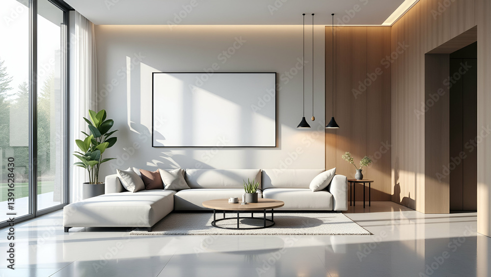 Poster wallpaper artwork with vast empty space refined minimalist design showcasing ai powered home assista