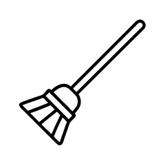 Vector graphic of a simple broom for cleaning and sweeping floors in homes and businesses, black outline