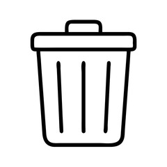Trash can vector icon illustration for waste management recycling and disposal design element in black outline style