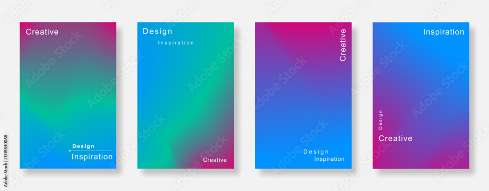 Poster abstract creative poster background set. minimalist and modern gradient color wave. suitable for soc