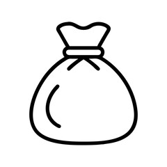 Outline money bag icon vector illustration, sack with currency, wealth and savings concept, simple style