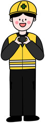 Naklejka premium 근로자의 날 안전관리사 캐릭터 라인드로잉 일러스트(labor day job character line drawing illust)