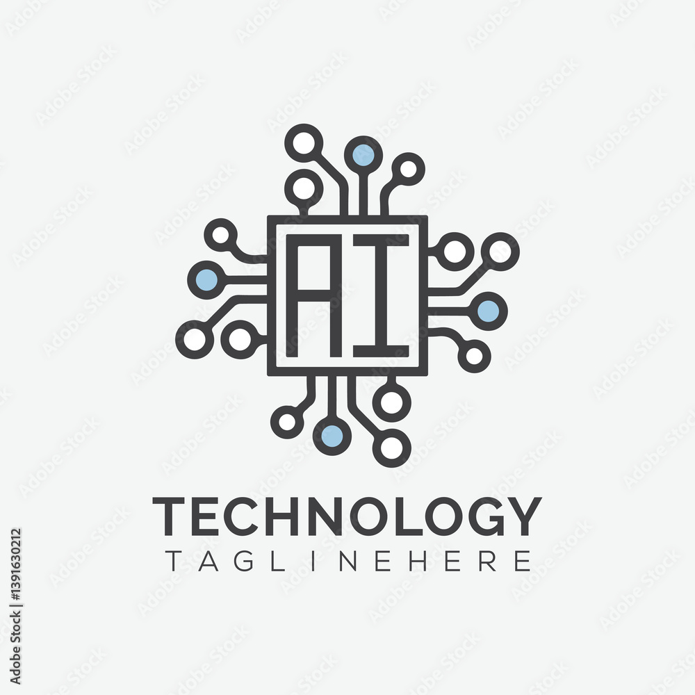 Fototapete initial monogram for technology logo with squire style design