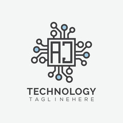 initial monogram for technology logo with squire style design	