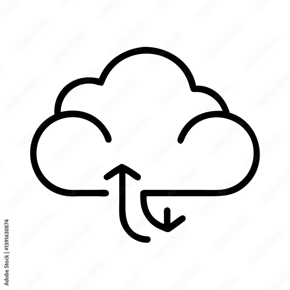 Poster cloud computing data transfer upload download icon vector illustration stock graphic design element 