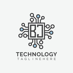 initial monogram for technology logo with squire style design	