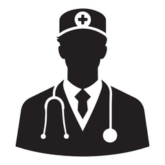 Doctor Silhouette Icon Vector Illustration for Healthcare Designs