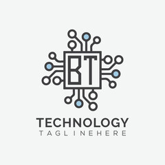 initial monogram for technology logo with squire style design	