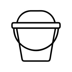 Outline bucket icon vector illustration for sand beach water cleaning and gardening projects design element
