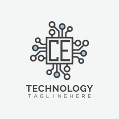 initial monogram for technology logo with squire style design	