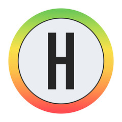 Minimal black Capital letter H on soft gray circle framed by warm gradient ring. Simple, modern, and perfect for digital design, labels, or app icons.
