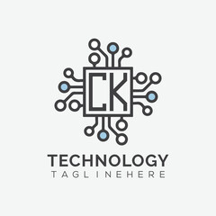 initial monogram for technology logo with squire style design	
