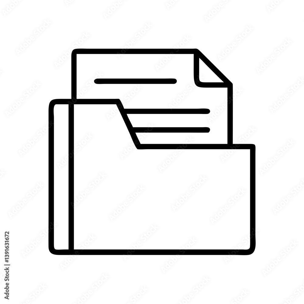 Poster folder with document icon vector illustration for file management and data storage organization syst
