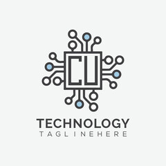 initial monogram for technology logo with squire style design	