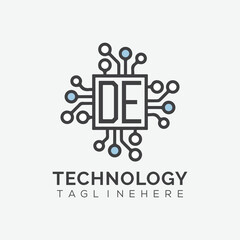 initial monogram for technology logo with squire style design