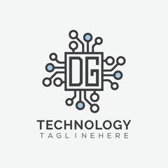 initial monogram for technology logo with squire style design
