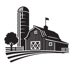 Classic Farm Barn and Silo Vector Illustration for Rural Projects © Creative Image  
