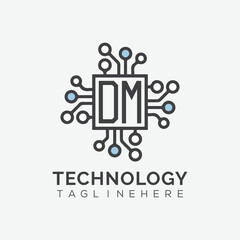 initial monogram for technology logo with squire style design