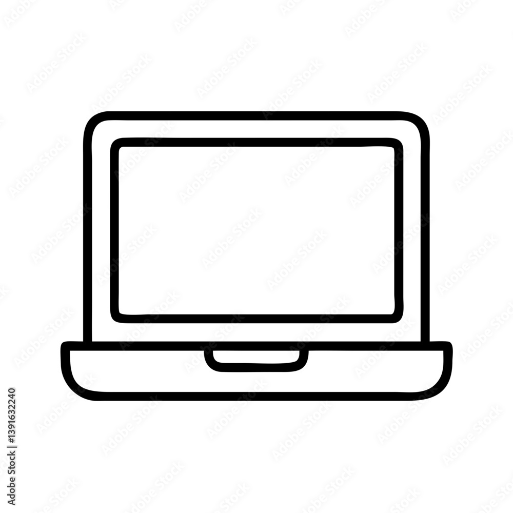 Poster Laptop computer vector icon outline style for web design and mobile applications user interface exactly 100 chars