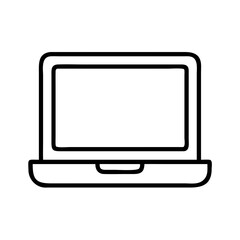 Laptop computer vector icon outline style for web design and mobile applications user interface exactly 100 chars
