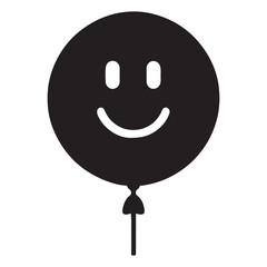 Happy Smiley Face Balloon Vector Silhouette Joyful Celebration