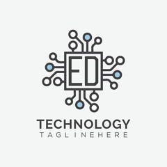 initial monogram for technology logo with squire style design