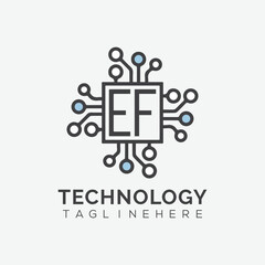 initial monogram for technology logo with squire style design