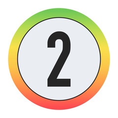 Minimal black Number 2 on soft gray circle framed by warm gradient ring. Simple, modern, and perfect for digital design, labels, or app icons.