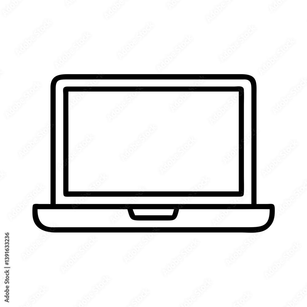 Poster laptop computer vector icon for technology and business presentations and graphic design projects us