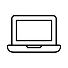 Laptop computer vector icon for technology and business concept with modern design and simple outline