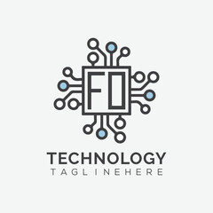 initial monogram for technology logo with squire style design
