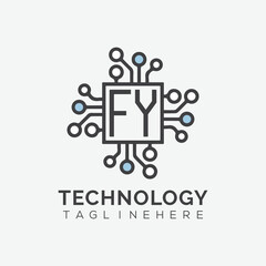 initial monogram for technology logo with squire style design