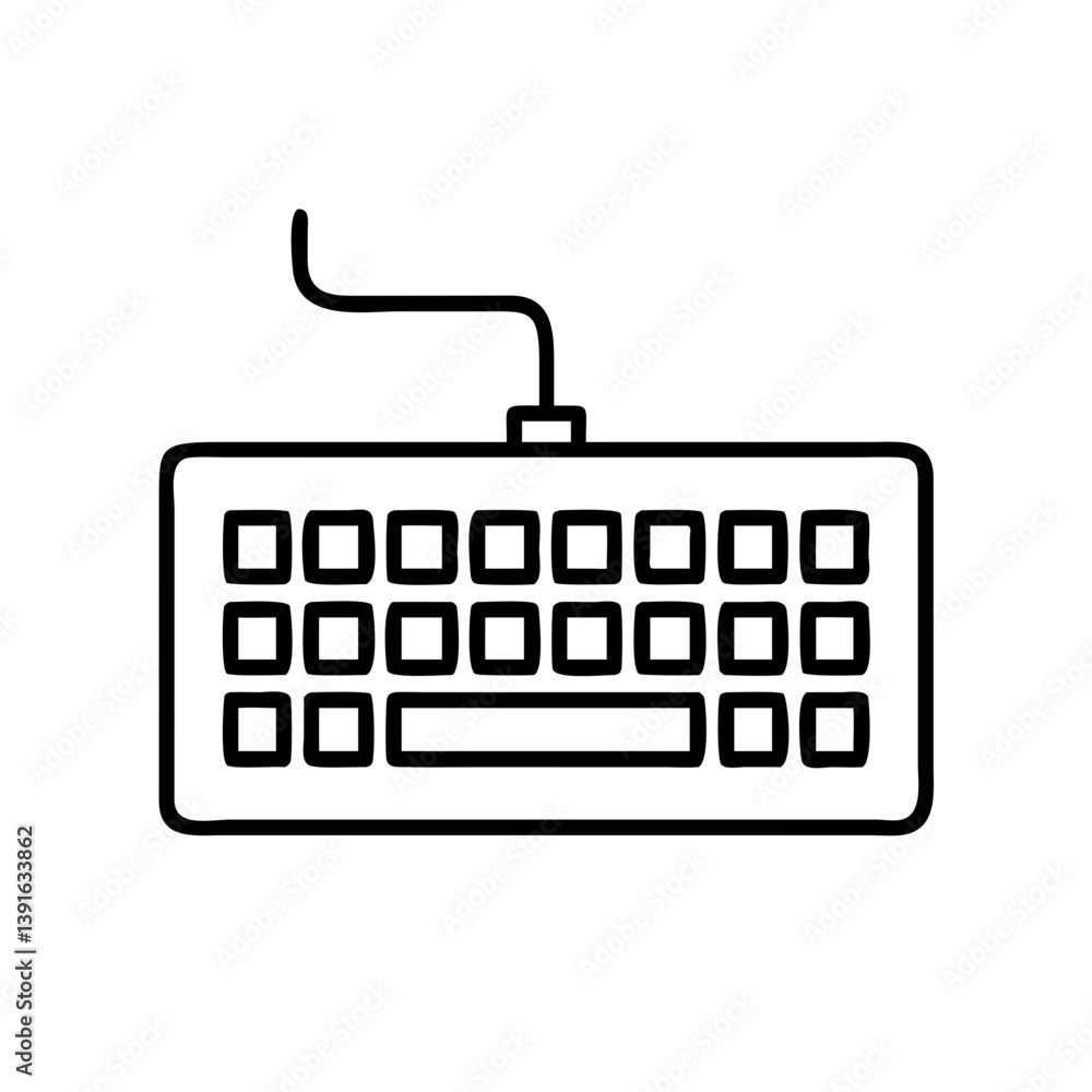 Poster keyboard vector icon for computer input device and peripheral hardware for typing and data entry use