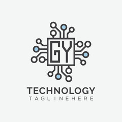 initial monogram for technology logo with squire style design
