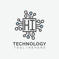 initial monogram for technology logo with squire style design