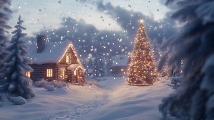 Naklejka premium christmas tree in the snow