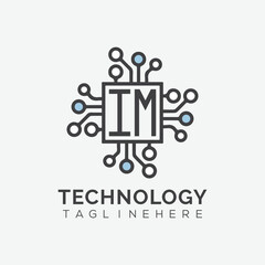initial monogram for technology logo with squire style design