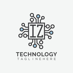 initial monogram for technology logo with squire style design