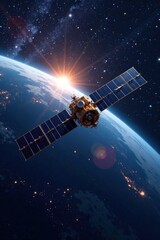 Global communication satellites orbiting the Earth in a stunning celestial display, astronomy, orbit