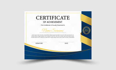 Certificate design, modern luxury certificate of achievement design template