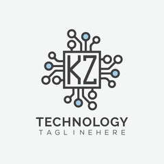 initial monogram for technology logo with squire style design